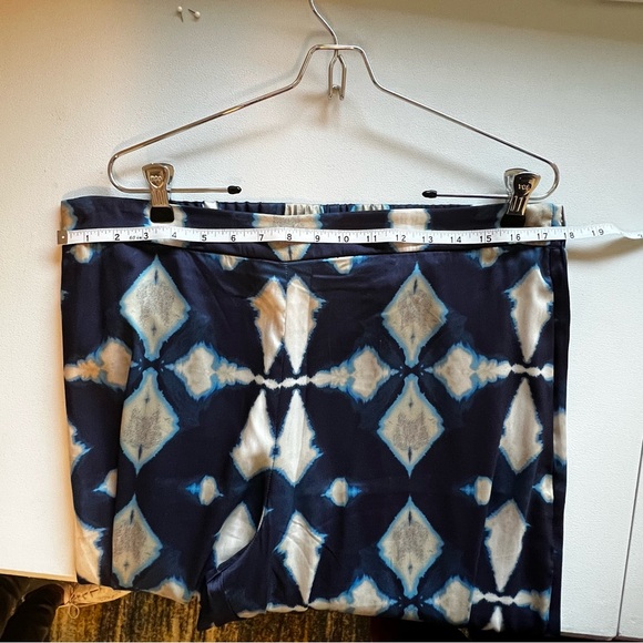 BANANA REPUBLIC BR Navy Blue Geometric Wide Leg Women's Pants - Size L - Picture 6 of 8